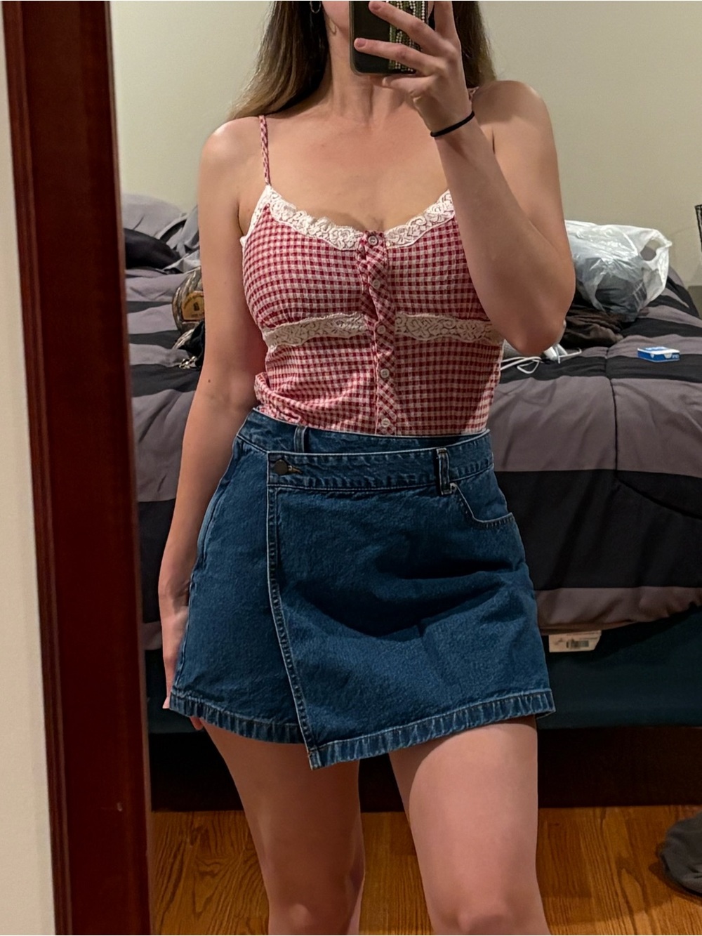 Denim 90s Style Wrap Skort